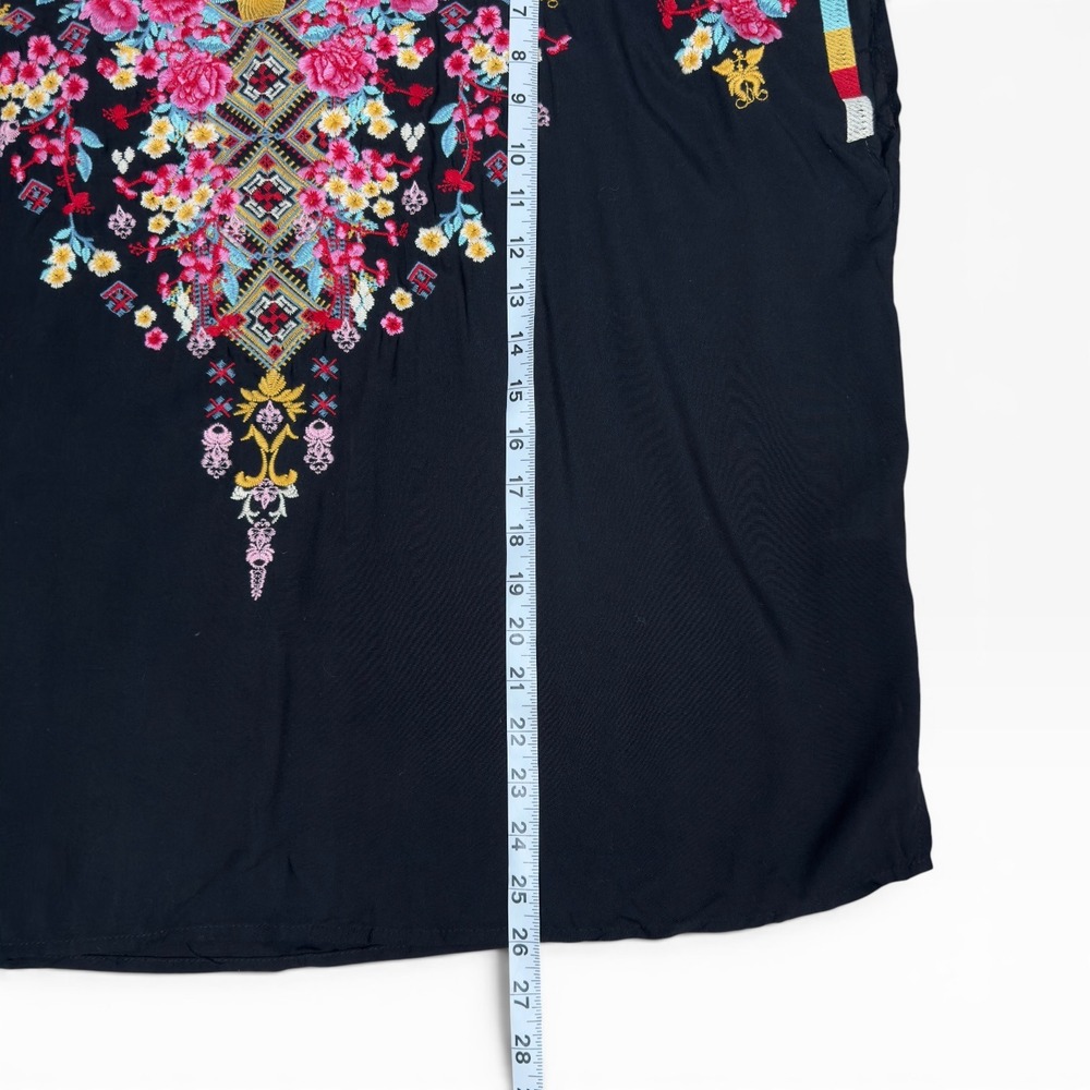 Savanna Jane Embroidered Blouse Oversized Small Black Floral Boho Peasant Top‎ - Picture 6 of 9